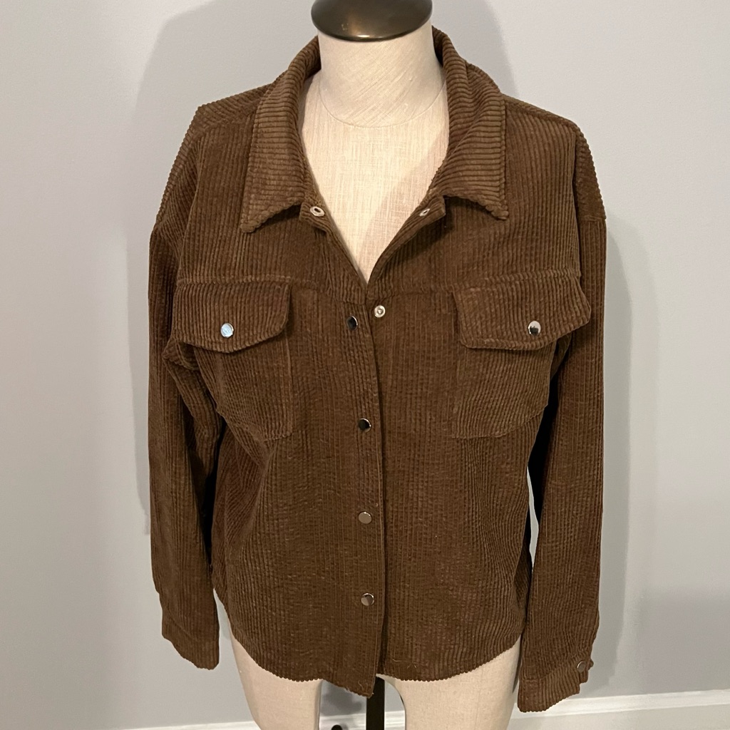 Shein Brown Corduroy Shirt Jacket Size Small